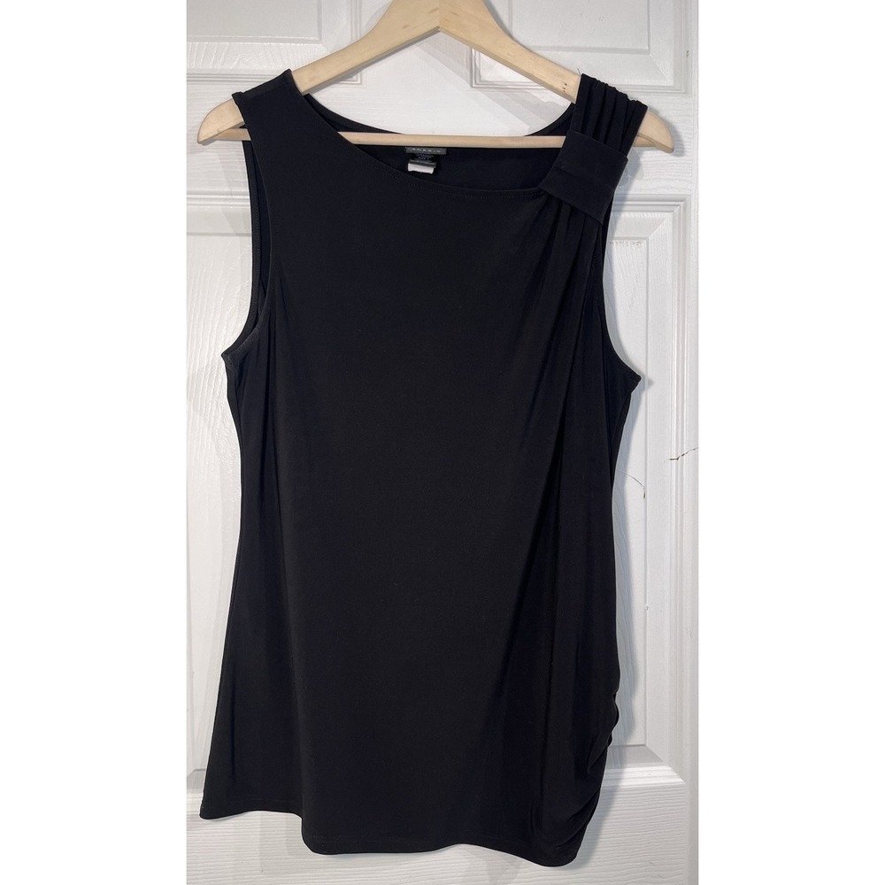 Torrid Size 1 Black Ruched Asymmetrical Sleeveless Stretch Tank‎ Top Plus USA